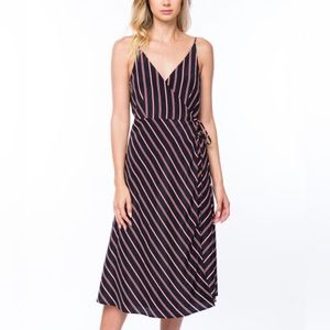 {Lumière } NWT  Navy & Red Stripe Wrap Dress Size Small